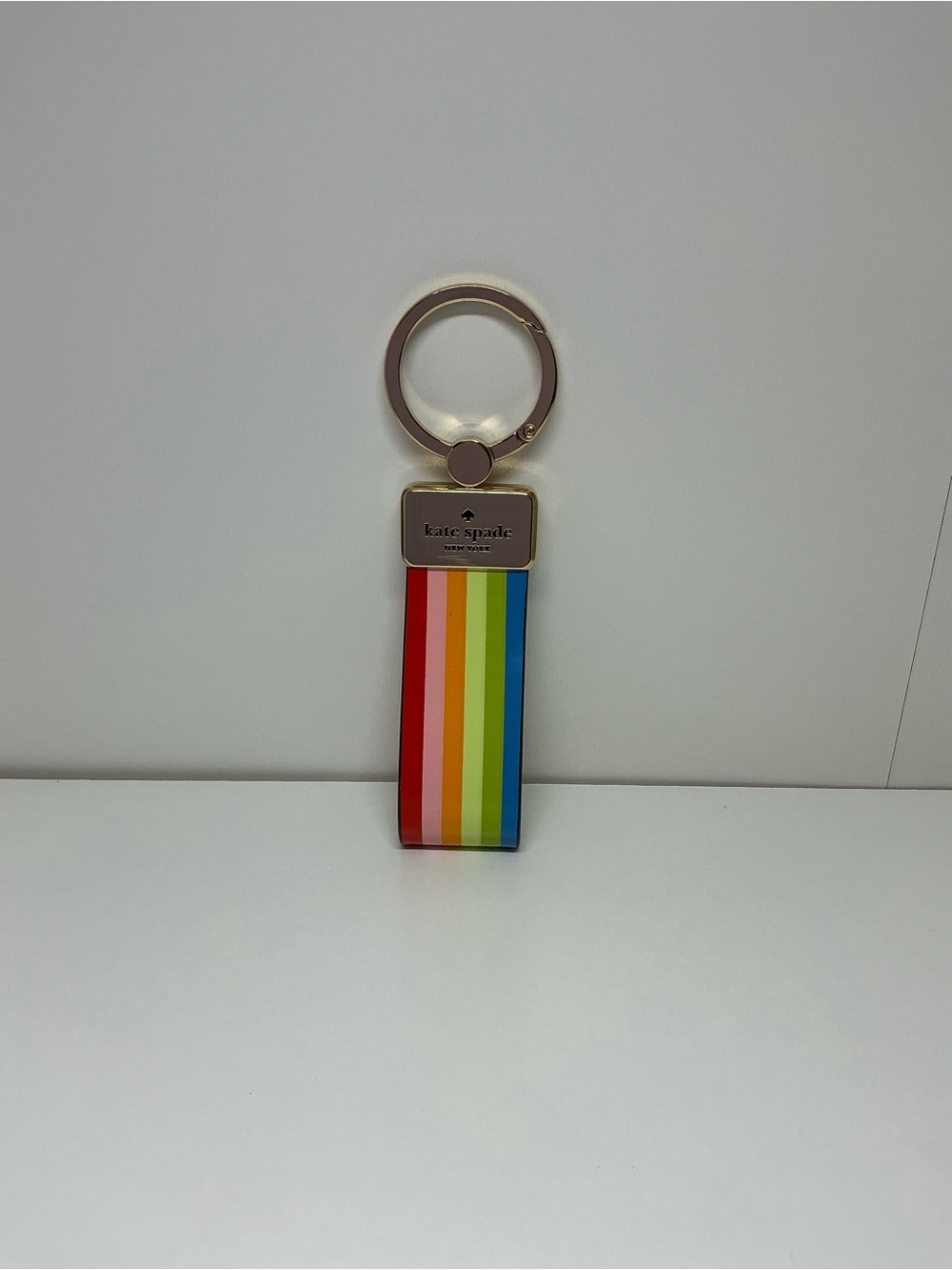kate spade Rainbow Stripe Gold-Tone Keyring
